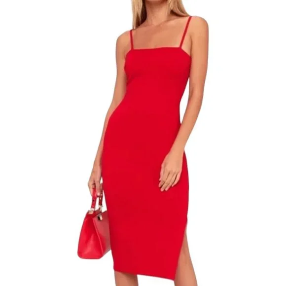 paulina red bodycon midi dress Paulina Oblique Shoulder Sleeveless Folds RosePink Midi Dress Bellabarnett